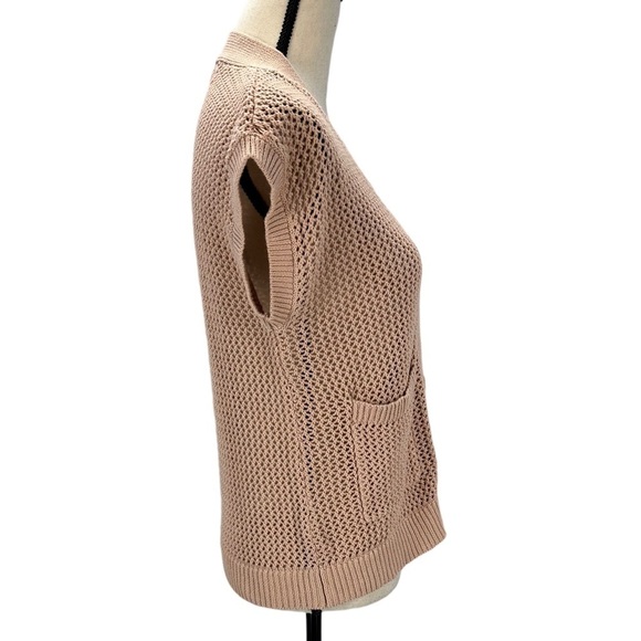 Alfani Great Escape Button Front V Neck Open Knit Vest - Tan - size PP (XSP) - Picture 2 of 10